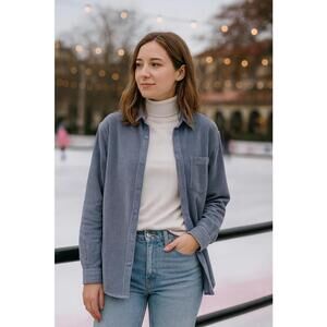 Bluenotes Pastel Blue Corduroy Shacket - M